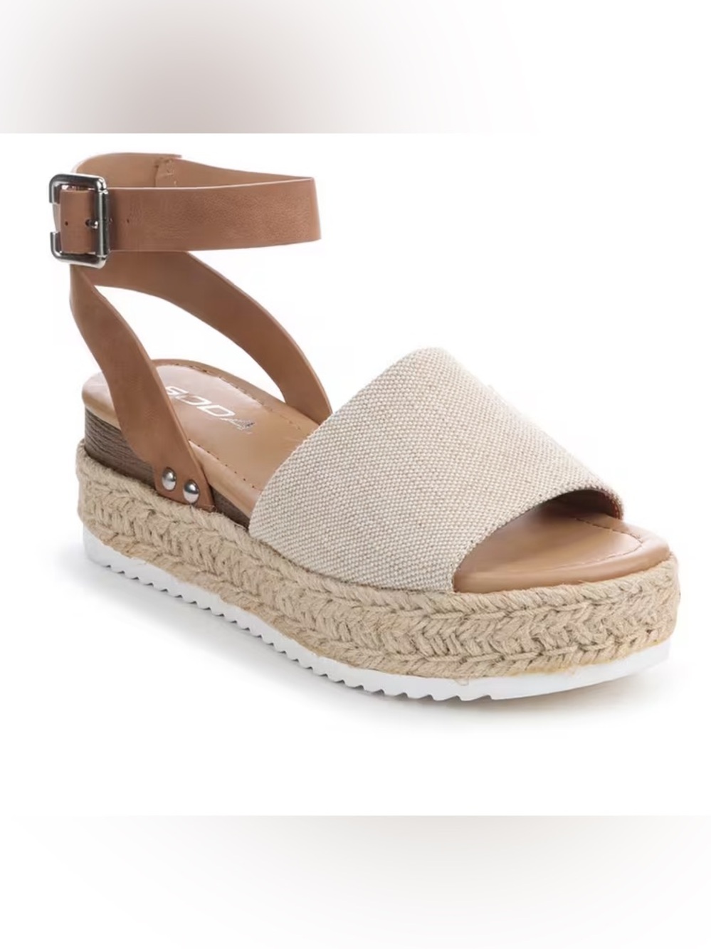Canvas Espadrille Platform Sandal - Beige/Tan